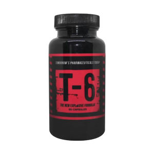 Afbeelding van een pot T6 Fatburners, krachtige supplementen voor vetverbranding, energie en gewichtsverlies.